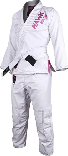 Vista 6 de Jiu Jitsu brasileño, para niños, Jiu Jitsu Gi Children BJJ Gi Grappling Kimonos, cinturón blanco ligero, Blanco
