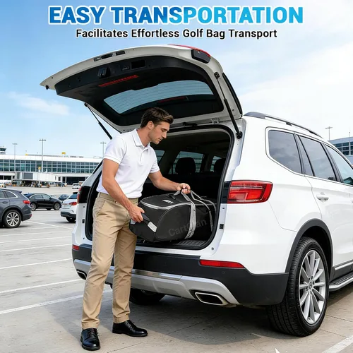 Vista 3 de Bolsa de viaje de golf con ruedas, tela Oxford resistente 900D, funda de viaje de golf para aerolíneas, adecuada para bolsas de golf estándar