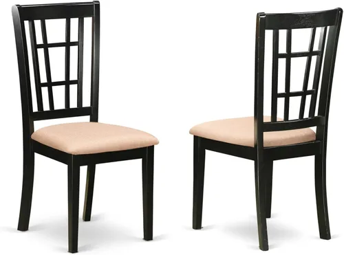 Vista 7 de East West Furniture Nicoli - Sillas de comedor de piel sintética de 39 pulgadas en color negro (juego de 2) Sillas de madera tapizadas de piel