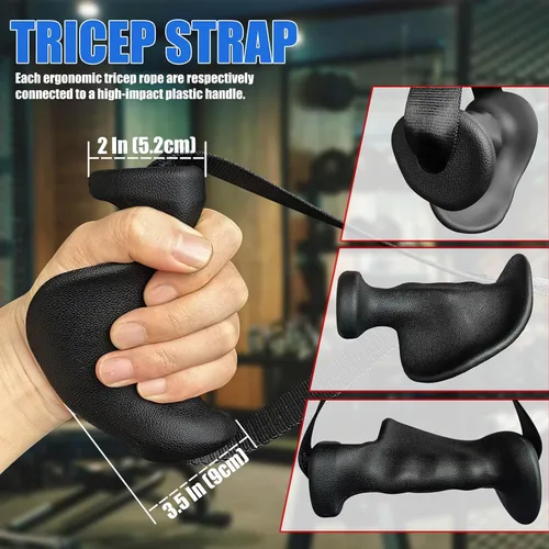 Vista 5 de BLUSLM Accesorios de tríceps con cuerda ergonómica, accesorios de cable para tríceps extra largos de 27, 32, 40 y 47 pulgadas mejorados