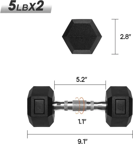 Vista 3 de RitFit Juego de mancuernas hexagonales revestidas de PVC de 5 a 650 libras con estante opcional para gimnasio en casa, peso de mano con mango