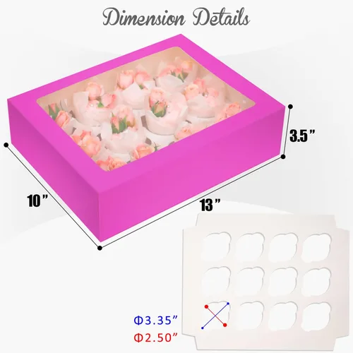 Vista 7 de Bakepacker Contenedores para 12 Cupcakes 10-Paquetes Caja de Cupcakes Roland Transportador de Cupcakes, 12 Cajas para Cupcakes con Ventana