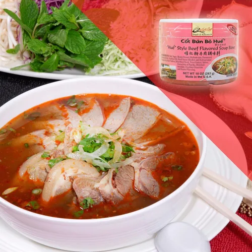 Vista 4 de Quoc Viet Foods Base para sopa con sabor a carne estilo Cot Bun Bo Hue, 10 oz.