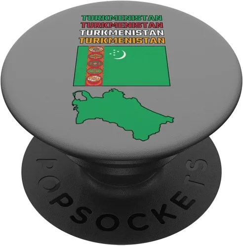 Vista 6 de Turkmenistan map with Turkmen flag in colors of the flag PopSockets MagSafe PopGrip for iPhone