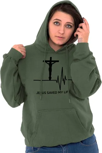 Vista 5 de Christian Strong Jesús salvó mi vida crucifijo sudadera con capucha mujeres hombres