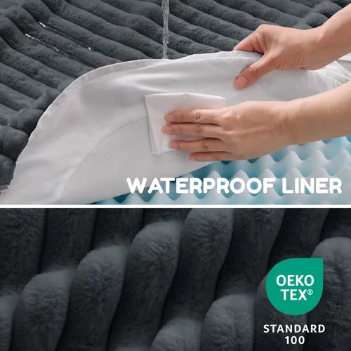 Vista 6 de Cama ortopédica para perro, funda lavable, sofá de piel Gris oscuro