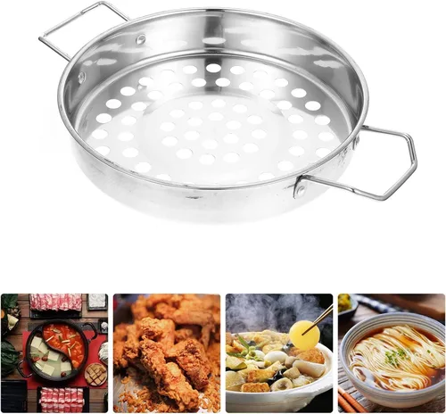 Vista 3 de UPKOCH Colador de acero inoxidable de agujero grande de 10.82 x 7.87 pulgadas, cuchara de filtro de malla para cocinar mariscos, verduras, olla