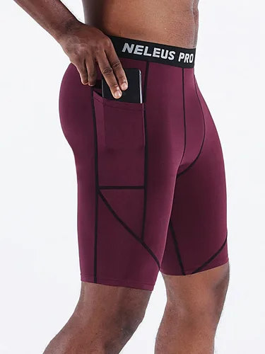 Vista 5 de NELEUS Paquete de 3 pantalones cortos de compresión para correr con bolsillos para hombre