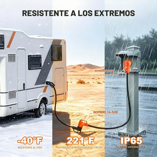 Vista 5 de Cable de extensión RV de 30 pies y 50 amperios para exteriores