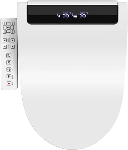 Vista 10 de YOURLITE Asiento de inodoro alargado negro con calefacción y control remoto Negro + control remoto