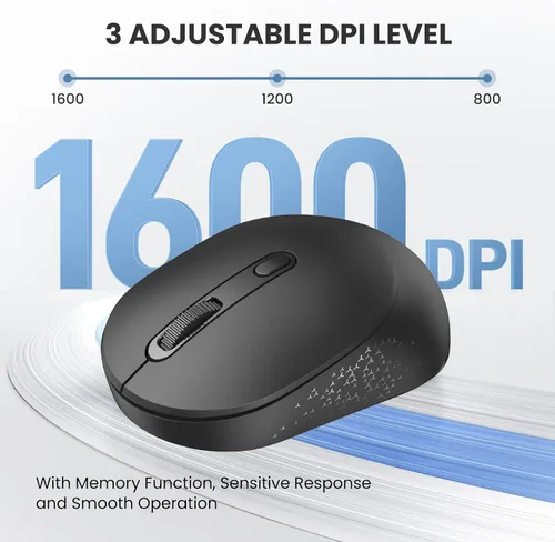 Vista 3 de TECKNET Ratón inalámbrico Bluetooth, receptor USB-A Bluetooth 5.0 y 2.4G, compacto y portátil, clic silencioso, diseño ergonómico simétrico, batería