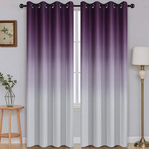 Vista 42 de SimpleHome Cortinas degradadas degradadas para oscurecer la habitación de 36 pulgadas de largo para dormitorio, con ojales y bloqueo de luz Negro