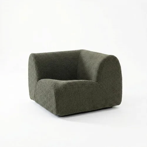Vista 12 de Sofá individual modular curvado, sofá sherpa de espuma de 33 pulgadas, cómodos sofás de peluche para espacios pequeños, sofás modulares modernos