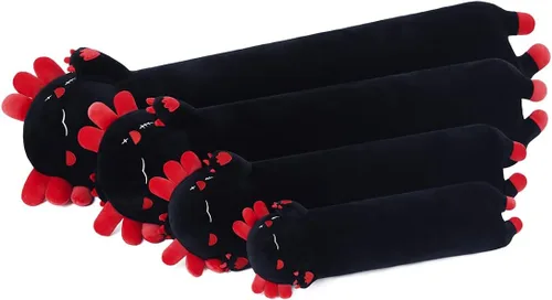 Vista 2 de Almohada larga de ajolote de peluche para abrazar, regalo para niños y niñas (negro, 19.6 pulgadas)