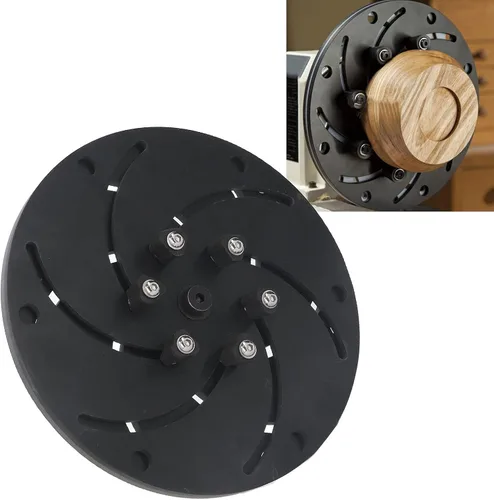 Vista 5 de Longworth - Portabrocas de torno de madera autocentrante con construcción de aleación de aluminio para carpintería tazón y plato, color negro, 9.843
