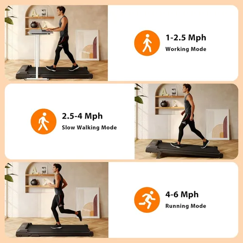 Vista 3 de Walking Pad Treadmill, Under Desk Treadmill for Home/Office with 250 lbs Weight Capacity, 2.5HP Low Noise Walking Pad, Remote Control, LED Display