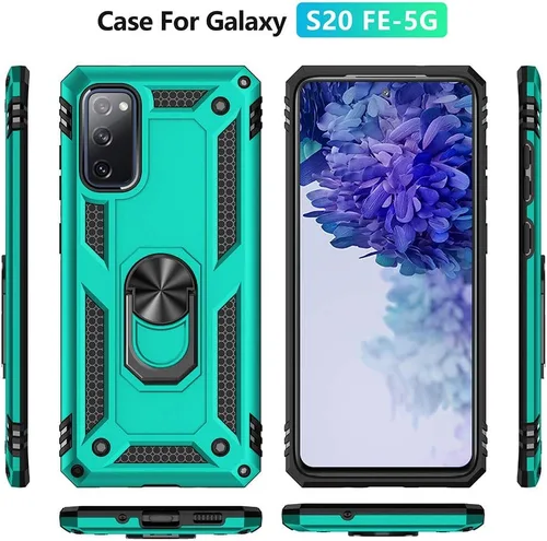 Vista 3 de Funda para Galaxy S20 FE, con protector de pantalla HD, [grado militar] Soporte de coche híbrido PC duro TPU suave a prueba de golpes funda