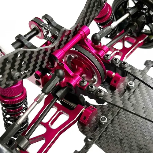 Vista 2 de Aleación de carbono CF Chasis D5S Kit de marco Remodelación de transmisión por correa versión 1/10 2 coche de deriva de rueda trasera (rosa)