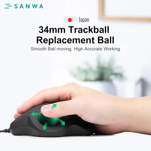 Vista 4 de SANWA Bola de seguimiento de 34mm/1.34pulgadas, Bola de repuesto para Logitech M575, M570, MX Ergo, Kensington TB450, TB550, Pro Fit Ergo y otros