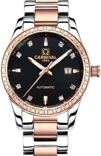 Vista 3 de Gosasa Reloj mecánico automático para parejas cristal de zafiro reloj de acero inoxidable para hombres y mujeres para ella o ella juego de regalo