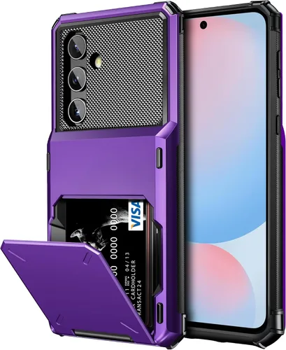 Vista 8 de Vofolen Funda tipo cartera para Samsung Galaxy S24 con soporte para tarjetas, funda protectora de doble capa de 4 tarjetas, resistente a prueba