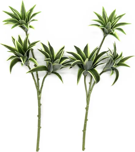 Vista 15 de PASYOU Planta artificial de Aglaonema, plantas falsas de Codiaeum Variegatum, 2 unidades, arbustos de plástico de hoja perenne de magnolia