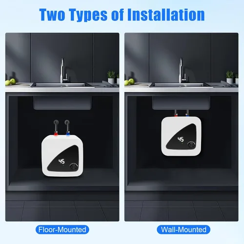 Vista 6 de 110V 1.5KW eléctrico mini calentador de agua caliente tanque de almacenamiento 8L cocina hogar compacto calentadores de agua instantáneos debajo