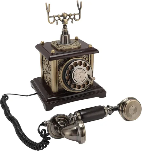 Vista 2 de Teléfono fijo antiguo con diseño clásico, teléfono fijo retro de elegancia vintage para hotel de oficina en casa