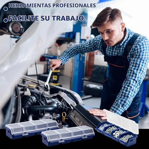 Vista 5 de Hushee - Caja organizadora de 4 tornillos con tapa, 4 compartimentos