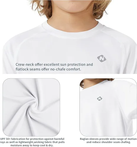 Vista 4 de NAVISKIN Camisas de manga larga UPF 50+ para niños, camisetas de natación ligeras, de secado rápido, para senderismo, para niños