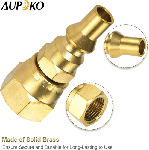 Vista 5 de Aupoko Accesorios de conexión rápida de propano RV de 1/4 pulgadas, enchufe de conexión rápida de 1/4 pulgadas x 3/8 pulgadas hembra para conectar