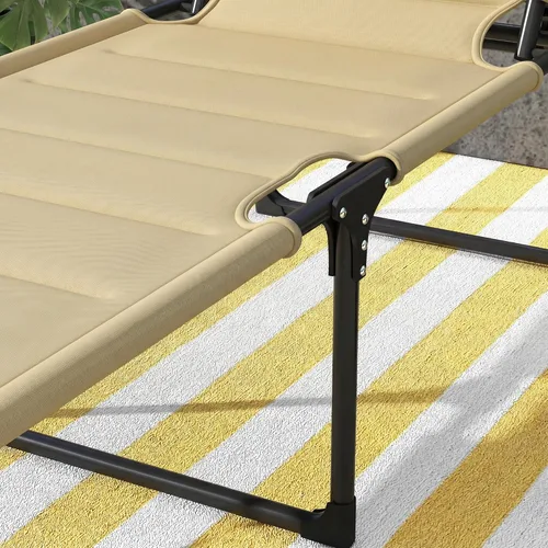 Vista 9 de Outsunny Sillón para exteriores, respaldo ajustable, tumbona plegable, silla de bronceado acolchada con techo parasol y reposacabezas de almohada