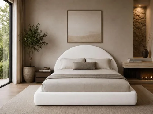 Vista 12 de Cama redonda – Funda lavable con cremallera – Espuma suave tapizada de lino – Modular minimalista moderno – Media luna – Se vende por separado