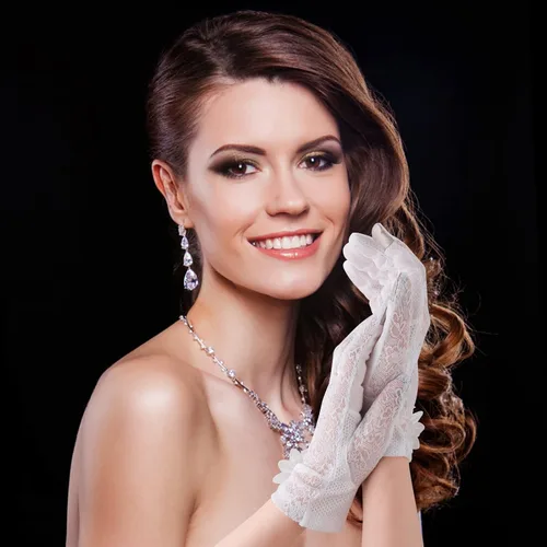 Vista 6 de Guantes florales de encaje para mujer, guantes de fiesta de té, novia y boda para ópera, graduación, Halloween y cosplay