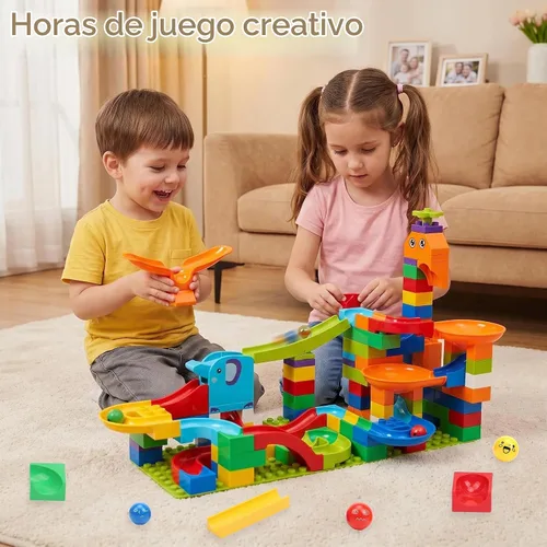 Vista 2 de Bloques de construcción Marble Run para niños de 3 a 8 años, juguete de construcción STEM de pista de catapulta