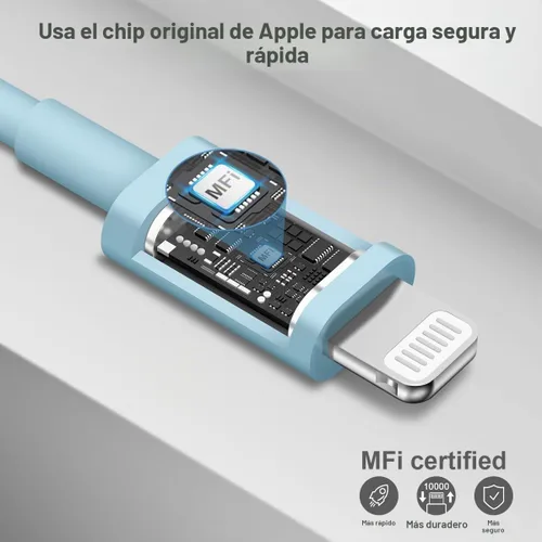 Vista 3 de Cargador de pared USB C de 20 W PD para iPhone 14 13 12 de carga rápida con cable de carga rápida de 1.8 m para iPhone 14/14 Pro/14 Pro Max/14 Azul