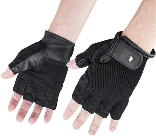 Vista 4 de Luwint Guantes de entrenamiento para hombre, guantes de ejercicio acolchados SBR de cuero para levantamiento de pesas, transpirables, ajuste cómodo