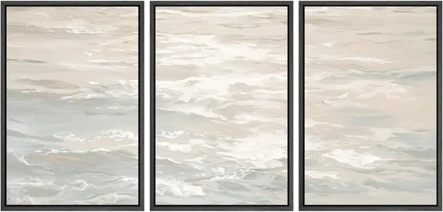 Vista 157 de SIGNWIN Lienzo enmarcado para pared, juego de arte tranquilo con reflejo de lago, acuarela, montaña y agua, ilustraciones modernas, arte abstracto