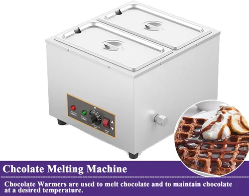 Vista 7 de Olla para derretir chocolate con capacidad de 12 litros de capacidad, máquina calentadora de chocolate eléctrica con tanque Bain Marie (plata