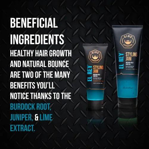 Vista 3 de GIBS Grooming El Rey Styling Jam para hombre, gel de sujeción media