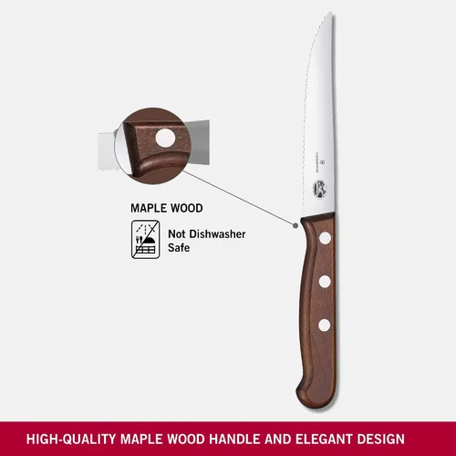 Vista 3 de Victorinox Juego de cuchillos de madera de 2 piezas de 4.75 pulgadas, hoja de punta de lanza dentada, asas de madera