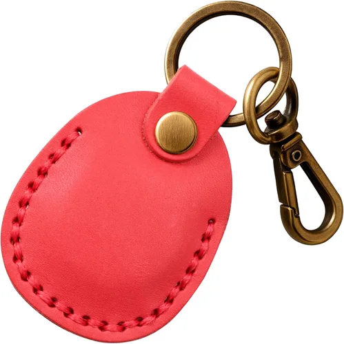 Vista 20 de Llavero de Airtag de cuero genuino, llavero portátil de Air tag con anillos para llaves, funda de cobertura oculta completa compatible con Airtag