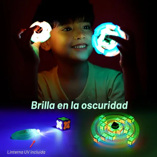 Vista 8 de TOSY Spinner Fidget Magnético que Brilla - 16 Bloques, Juguete 3 en 1: Spinner Fidget Transformable, Cubo Infinito/Rompecabezas, Brillante, Rellenos
