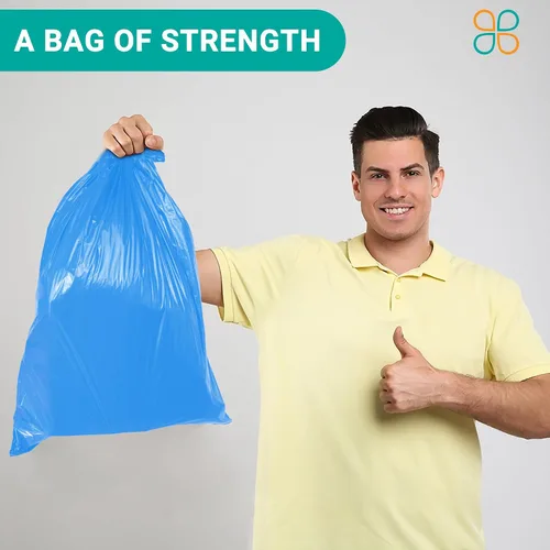 Vista 2 de PlasticMill Bolsas de basura resistentes – Bolsas de basura azules – Bolsas de basura de plástico – Bolsas de basura altas – Bolsas de basura