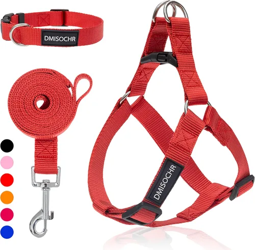 Vista 7 de Arnés para perro sin tirones, arnés ajustable, correa y collar para perros pequeños, medianos y grandes, arnés suave a prueba de escapes