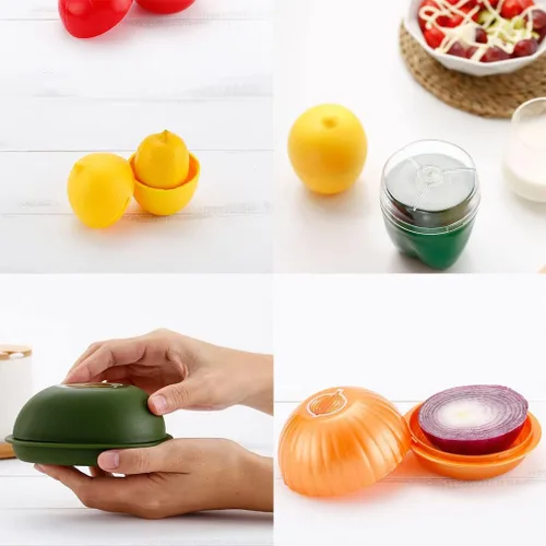 Vista 7 de 6 recipientes para conservar alimentos frescos, aguacate, limón, tomates, pimienta, cebolla, ajo, forma de crujiente, cajas de sellado reutilizables