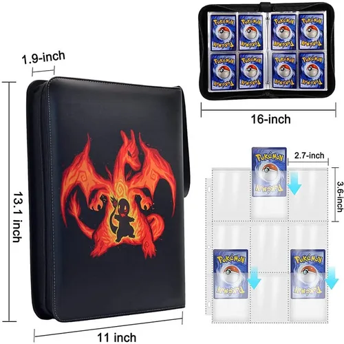 Vista 2 de Carpeta portátil de 9 bolsillos con 40 fundas extraíbles para 900 tarjetas de almacenamiento