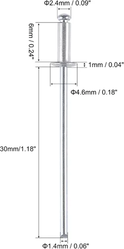 Vista 2 de uxcell Remaches ciegos, remaches de aluminio para tirar, 60 piezas tono plateado