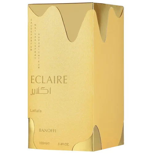 Vista 3 de Lattafa Éclair Banoffi – Gourmand, dulce, afrutado, almizclado – Perfume en aerosol de larga duración para mujer, 3.4 onzas / 100 ml