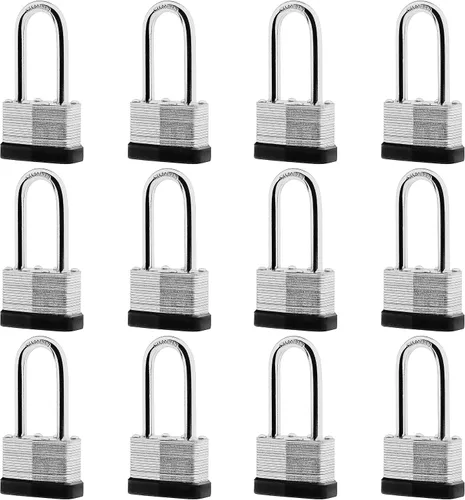 Vista 5 de SafiSwords Paquete de 3 candados de acero laminado con llaves iguales, 1-3/4 pulgadas de ancho, juego de candados largos resistentes con las mismas